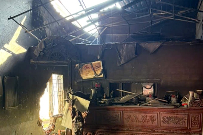 Hiện trường vụ cháy. Ảnh: Ngọc Oanh