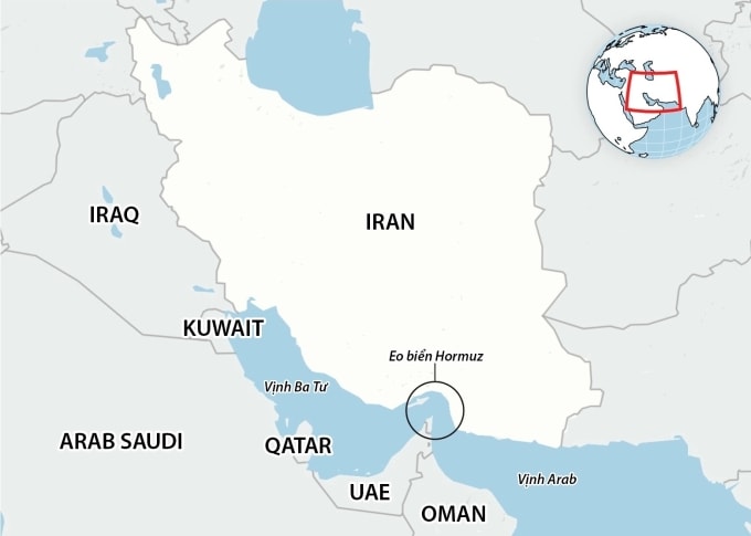 Eo biển Hormuz. Đồ họa: AP