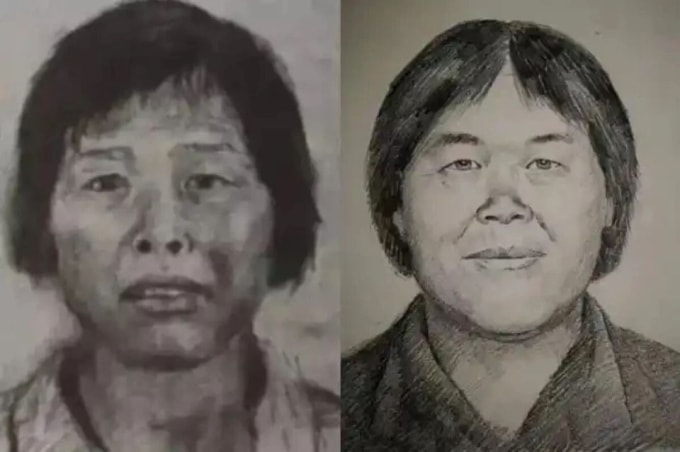 Bản phác họa chân dung dì Mai vào năm 2017 (trái) và bản mới năm 2019. Ảnh: Dahe