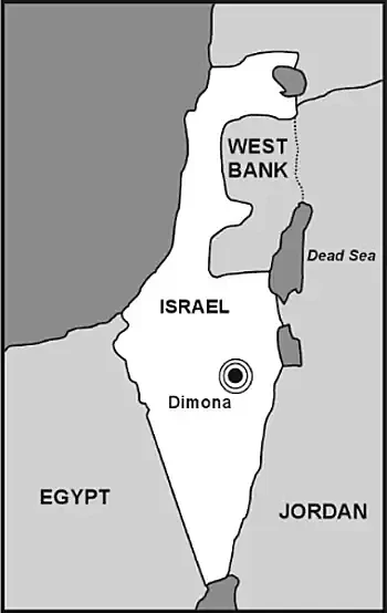 Vị trí thị trấn Dimona của Israel. Đồ họa: Matthewreilly