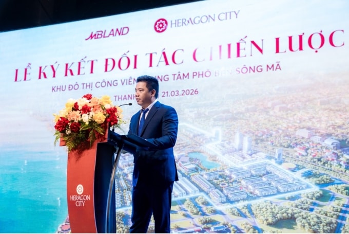 Ông Lê Hoài Nam, đại diện đơn vị quản lý và phát triển dự án phát biểu tại sự kiện. Ảnh: MBLand