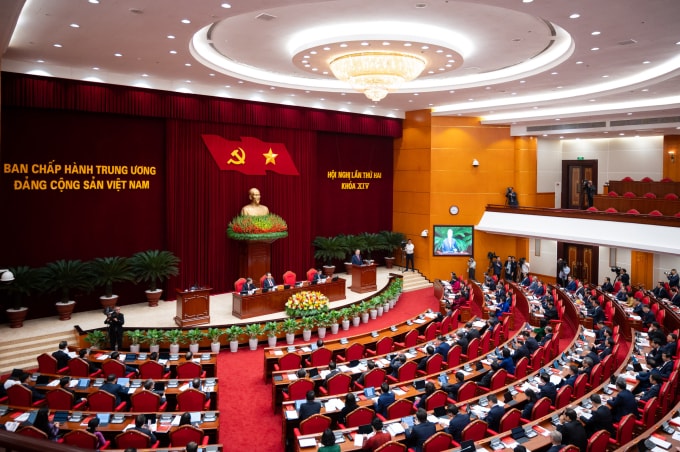 Phiên khai mạc hội nghị Trung ương 2 khóa 14, sáng 23/3. Ảnh: Phạm Thắng