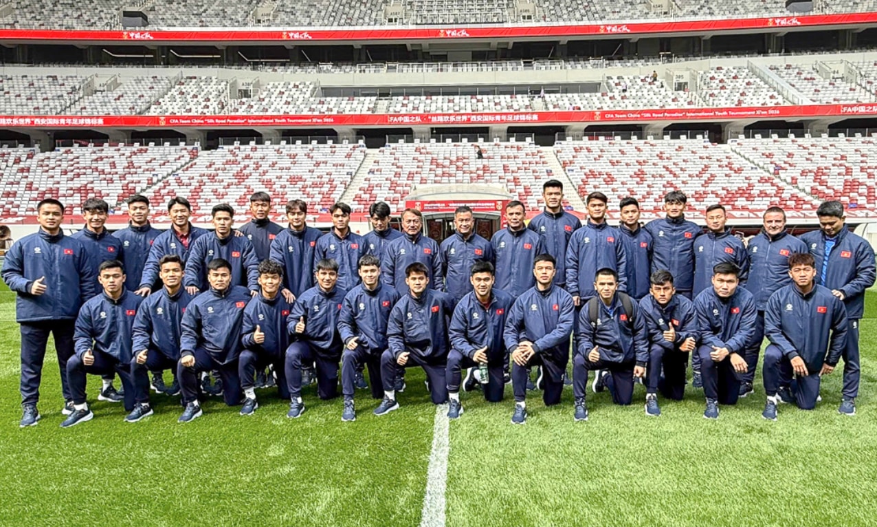 Đội tuyển U23 Việt Nam đã ổn định nơi lưu trú tại Tây An và có buổi tập đầu tiên. (Nguồn: VFF)