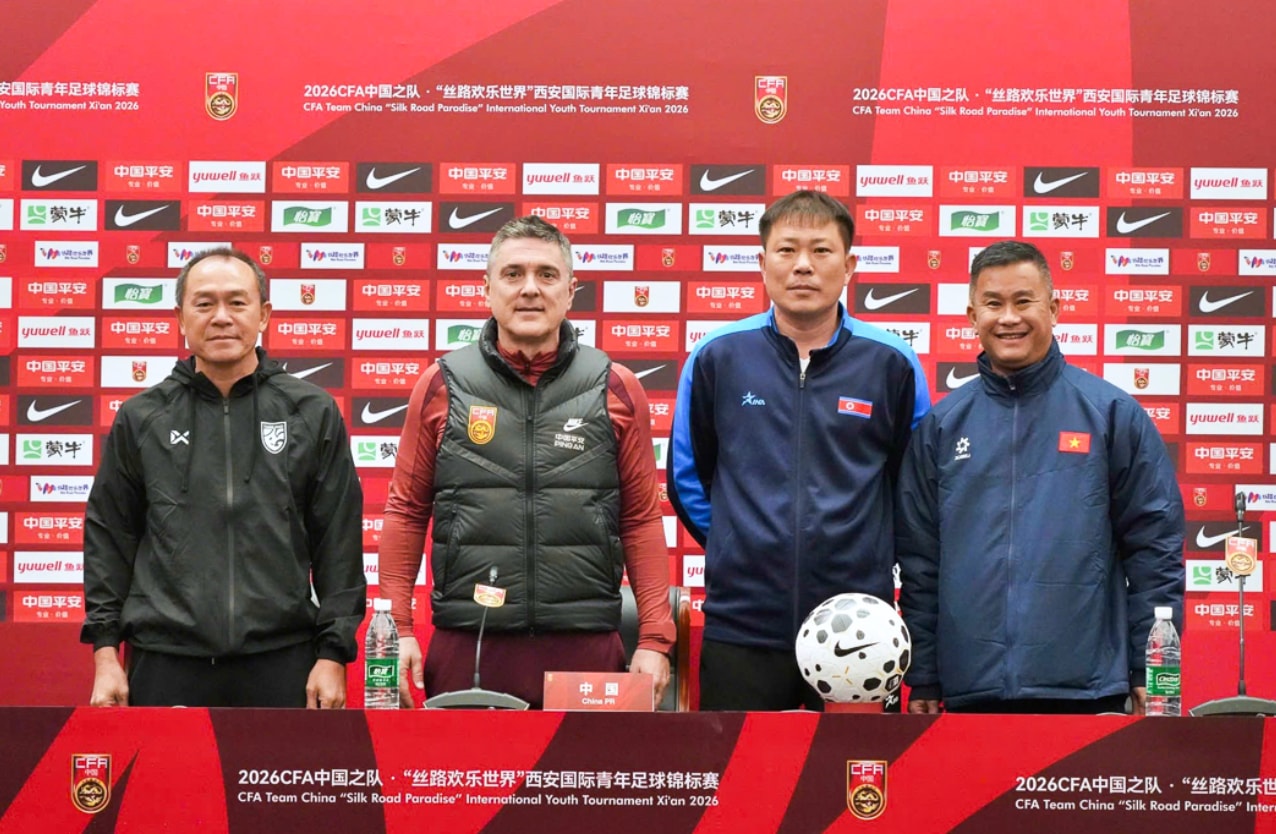 Buổi họp báo trước thềm Giải bóng đá quốc tế CFA Team China - Tây An 2026 diễn ra sáng 24/3. (Nguồn: VFF)
