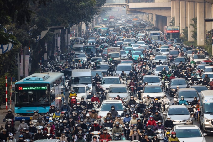 Tắc đường giờ cao điểm, bài toán lớn cần giải bằng công nghệ của Hà Nội. Ảnh: Việt An