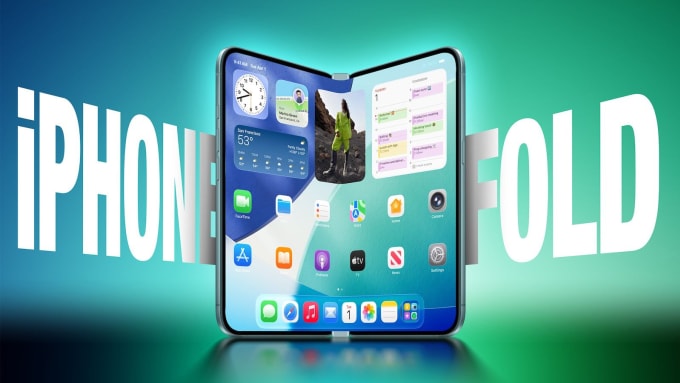 Ảnh dựng dựa trên tin đồn của iPhone Fold. Ảnh minh họa: Macrumors