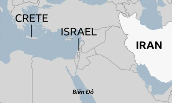 Vị trí đảo Crete và Biển Đỏ. Đồ họa: BBC