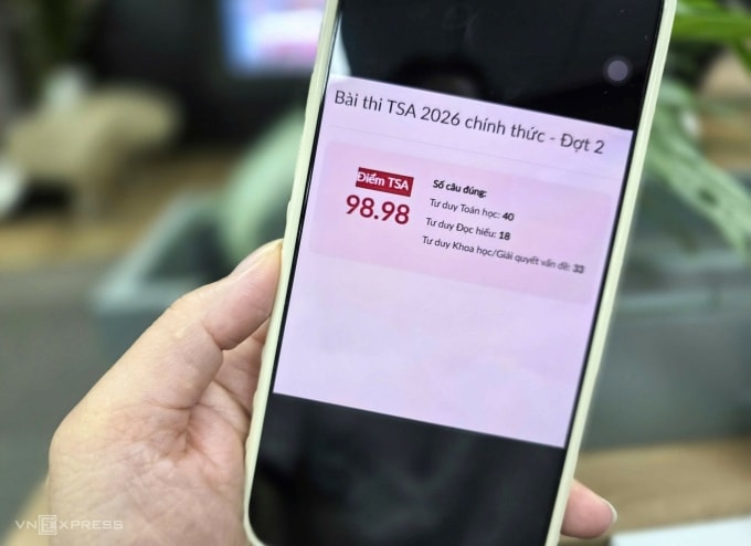 Điểm thi đánh giá tư duy của thủ khoa đợt 2, năm 2026. Ảnh: Dương Tâm