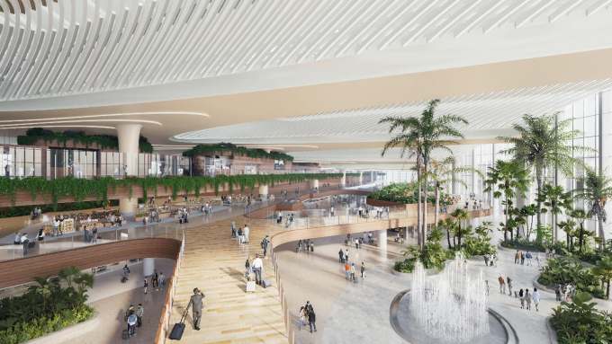 Thiết kế ga đi chú trọng ánh sáng tự nhiên. Ảnh: HOK