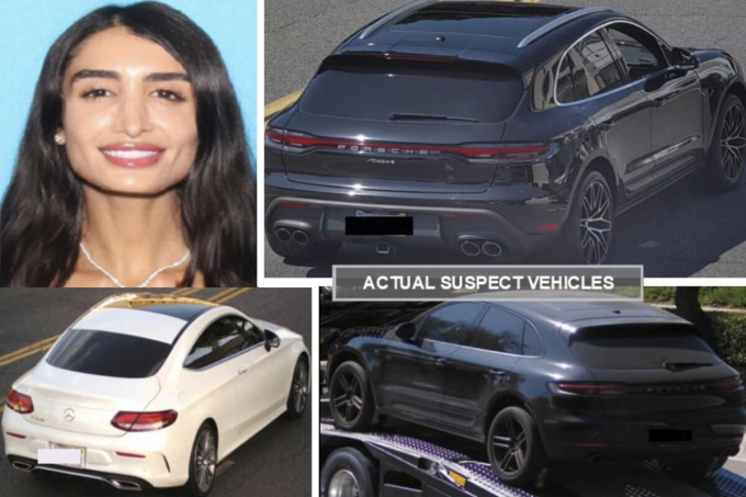 Cảnh sát đăng ảnh truy nã Adva Lavie kèm thông tin về hai chiếc xe. Ảnh: LA County Sheriff’s Department