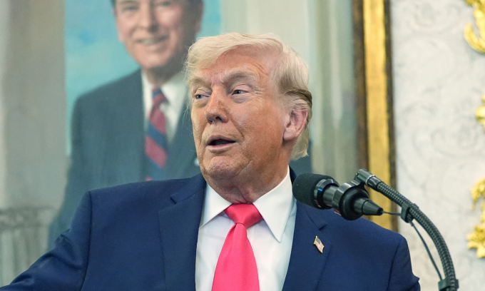 Tổng thống Trump phát biểu tại Phòng Bầu dục hôm 24/3. Ảnh: AP