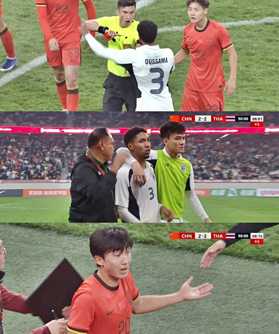 Việc Xuan Zhijian nhận thẻ đỏ khiến CĐV Trung Quốc bất bình