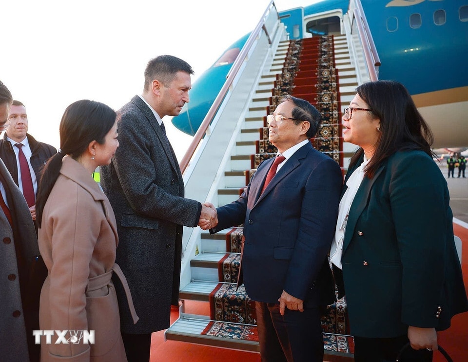 Lễ tiễn Thủ tướng Phạm Minh Chính tại sân bay Vnukovo 2, Thủ đô Moska. (Ảnh: Dương Giang)