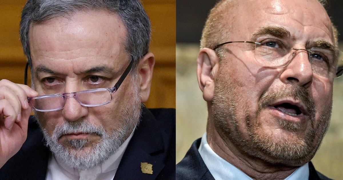 Ngoại trưởng Iran Abbas Araqchi (trái) và Chủ tịch Quốc hội Mohammad Baqer Qalibaf (phải) (Ảnh: AP, Reuters)