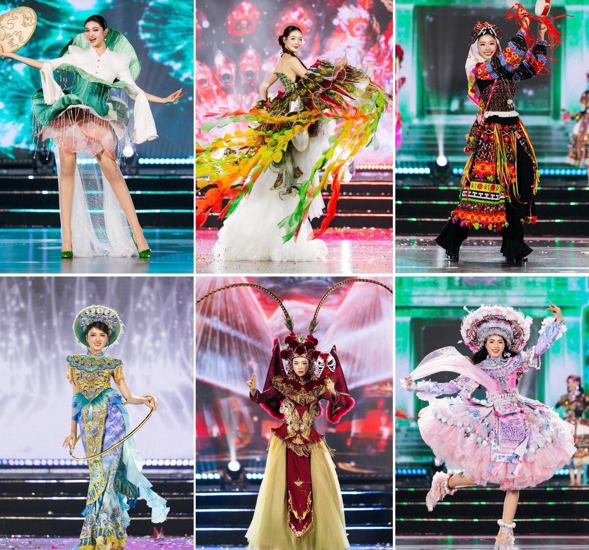 Các trang phục thu hút sự chú ý bởi sự đa dạng về màu sắc và ý tưởng thiết kế.