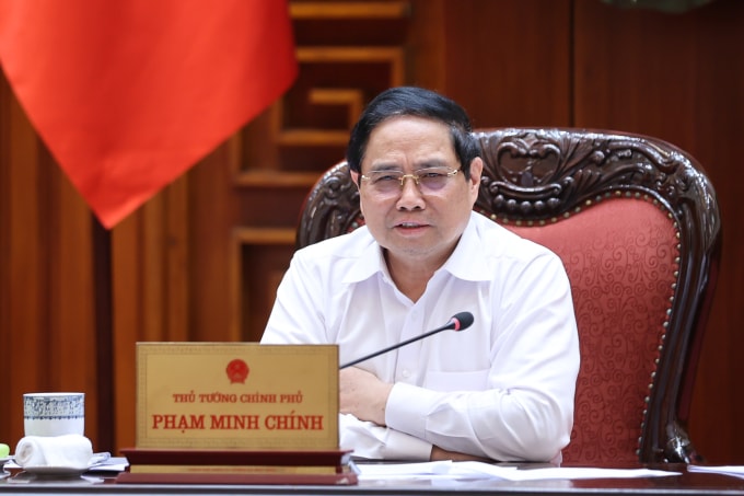 Thủ tướng Phạm Minh Chính phát biểu tại cuộc họp ngày 26/3. Ảnh: VGP