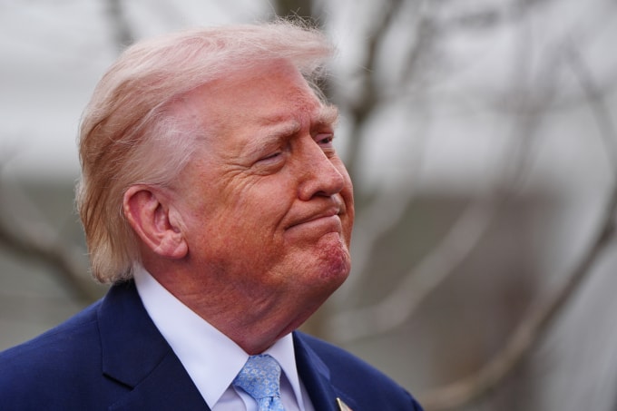 Tổng thống Donald Trump tại khuôn viên Nhà Trắng ngày 20/3. Ảnh: AP