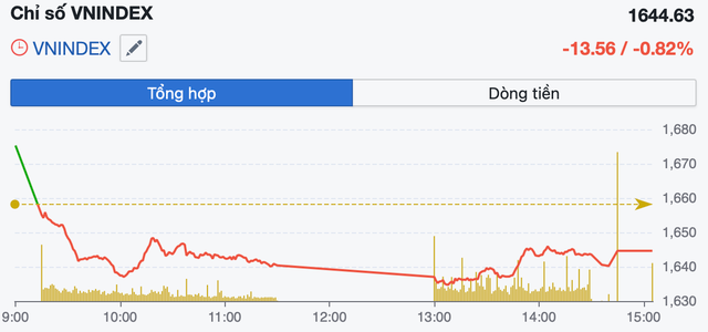 VN-Index giảm gần 14 điểm với áp lực bán lan rộng, dòng tiền thận trọng- Ảnh 1.