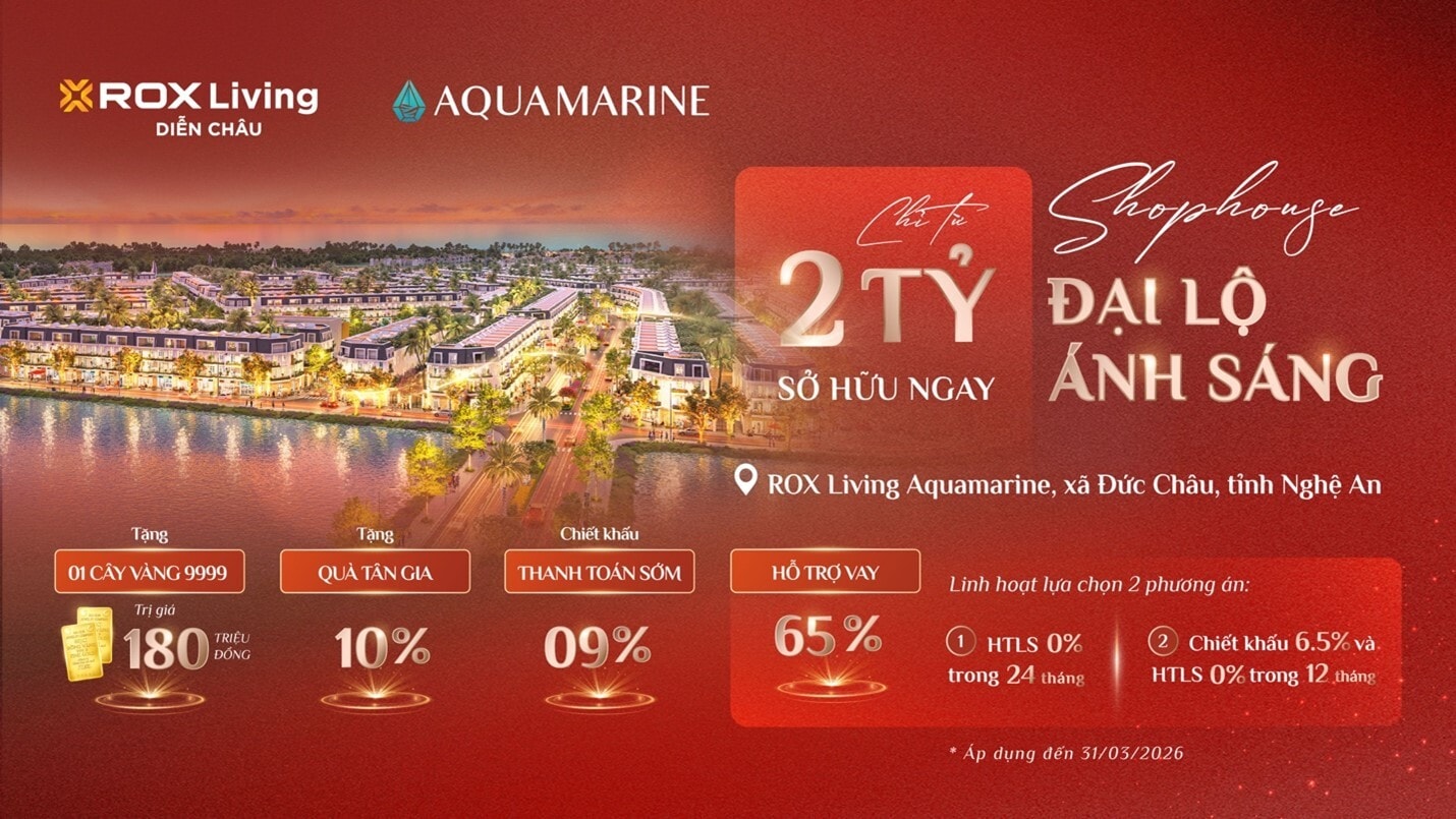 Chính sách ưu đãi đặc biệt dành cho khách mua shophouse trong tháng 3/2026 tại dự án ROX Living Aquamarine.