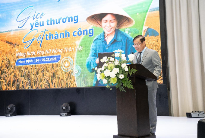 Ông Trần Thanh Vũ, Tổng giám đốc Syngenta Việt Nam phát biểu tại chương trình Nâng bước phụ nữ nông thôn Việt. Ảnh: Syngenta