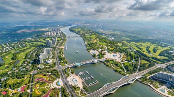 Phối cảnh phát triển đô thị hai bên sông Hồng trong đồ án