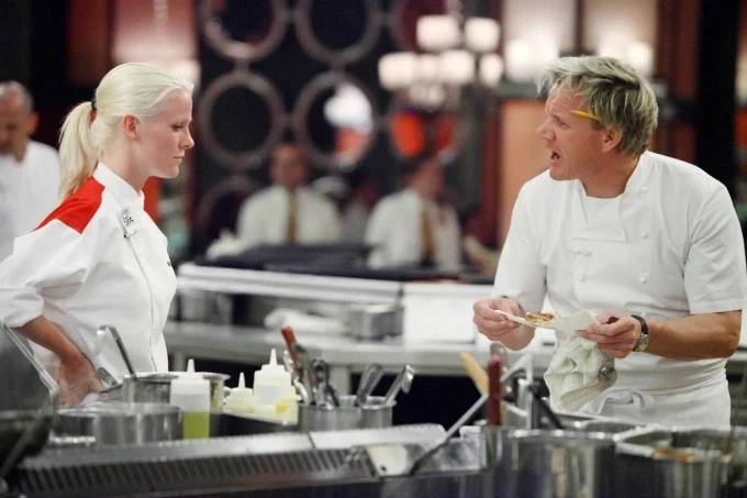 Đầu bếp Gordon Ramsay trong một tập của chương trình truyền hình nổi tiếng Hells Kitchen. Ảnh: Patrick Wymore