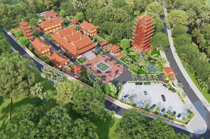 Bản vẽ thiết kế xây dựng chùa Da. Ảnh: Quốc Huy