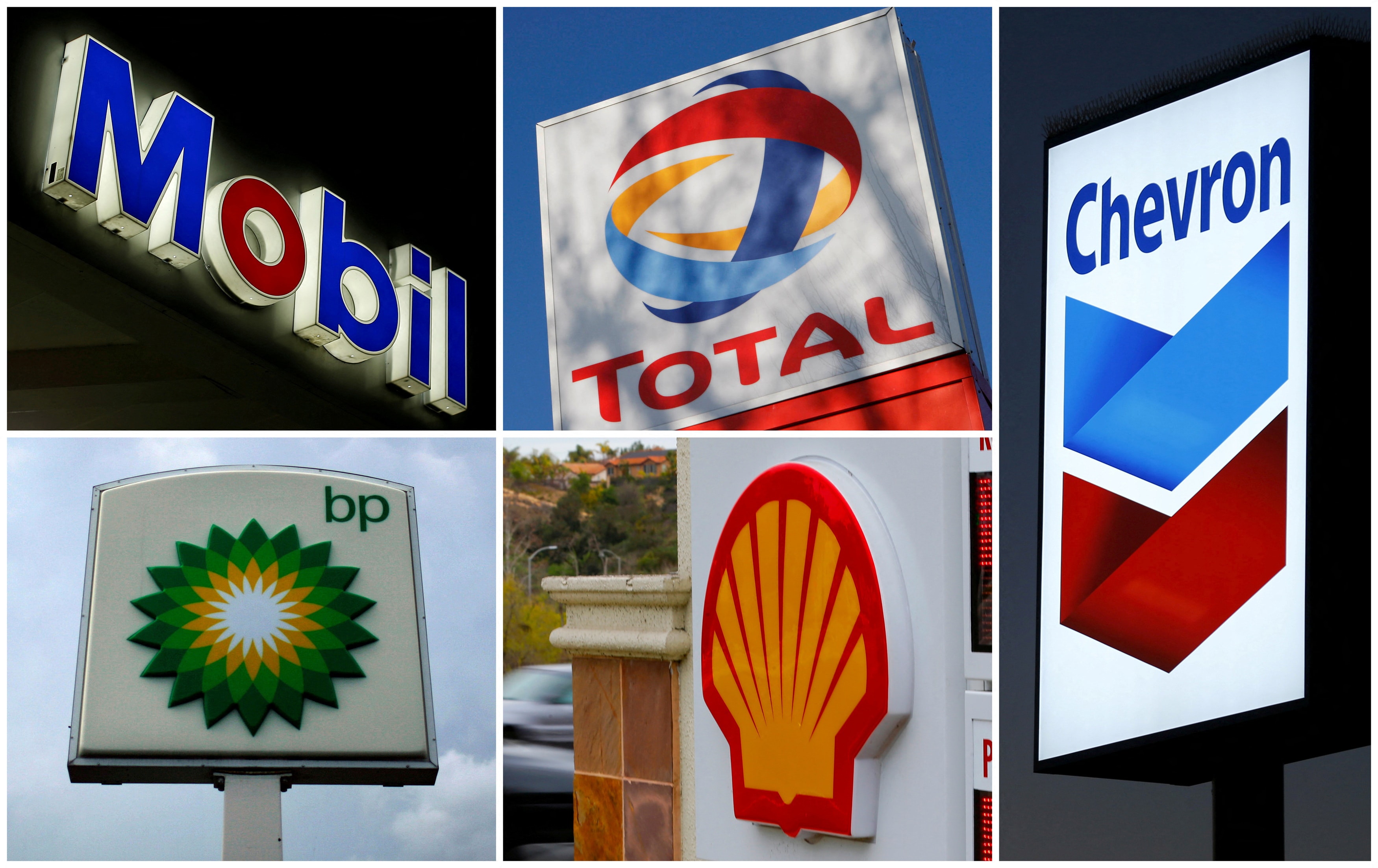 5 tập đoàn dầu khí niêm yết lớn nhất thế giới gồm BP, Chevron, Exxon Mobil, Royal Dutch Shell và TotalEnergies. (Ảnh: Reuters)