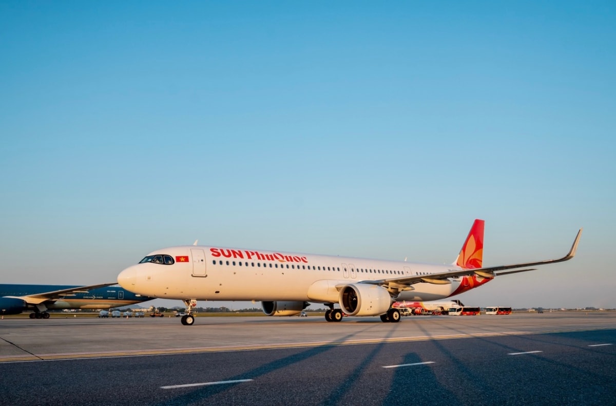 Tàu bay của Sun PhuQuoc Airways chuẩn bị cất cánh. Ảnh: SPA