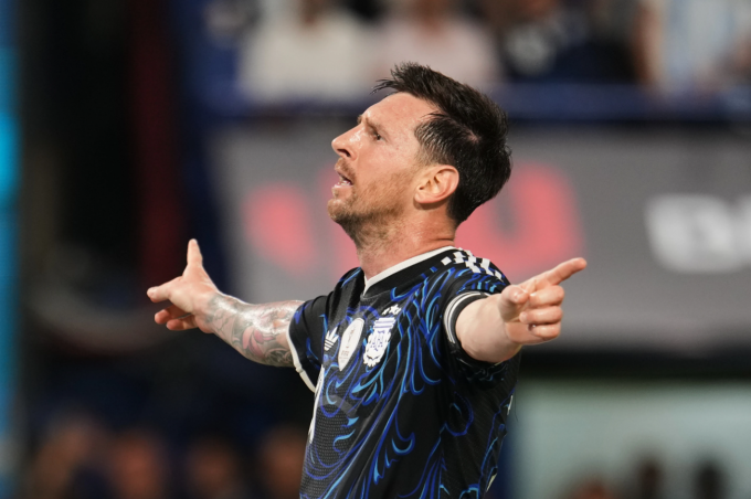 Lionel Messi mừng bàn trong trận Argentina thắng Zambia 5-0 trên sân La Bombonera, Buenos Aires, Argentina ngày 31/3/2026. Ảnh: AP
