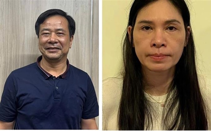 Vợ chồng ông chủ Công ty Hoàng Long Nghiêm Quốc Hưng và Phạm Thị Hạnh. Ảnh: Bộ Công an