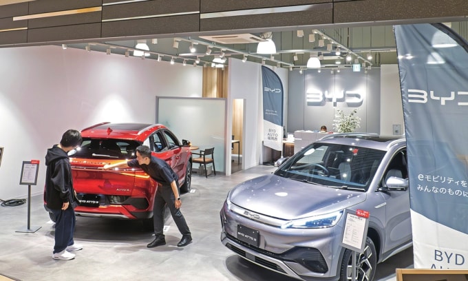 Một cửa hàng của BYD ở Fukuoka, Nhật Bản. Ảnh: VCG