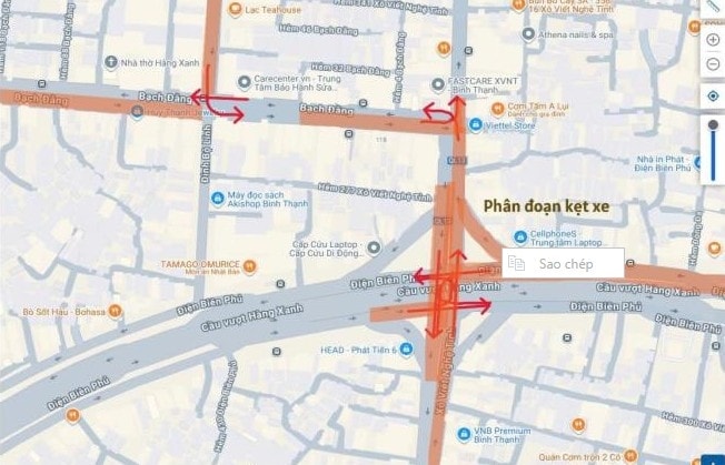 Hiện trạng luồng kẹt xe và giao cắt dòng xe tại nút giao Hàng Xanh.