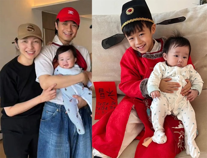 Cổ Cự Cơ, 54 tuổi và Trần Vận Tình, 58 tuổi, bên các con. Ảnh: HK01