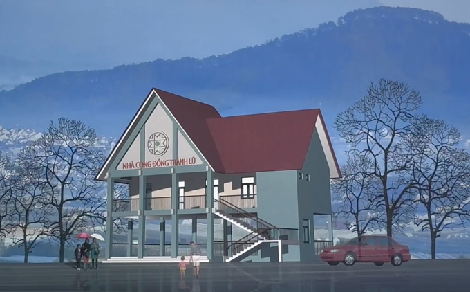 Thiết kế căn nhà sinh hoạt hoạt cộng đồng kết hợp tránh lũ ở Đăk Lăk. Ảnh: Sở Xây dựng Đăk Lăk