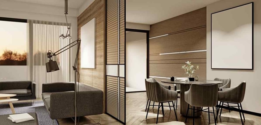 Vách ngăn giúp phân tách rõ ràng hai khu vực chức năng. (Ảnh: ThienSG)