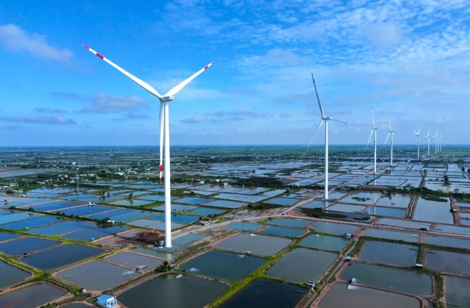 Dự án điện gió Bạc Liêu ở xã ở phường Hiệp Thành, tỉnh Cà Mau. Ảnh: An Minh