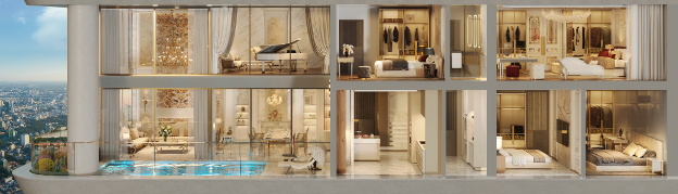 Thiết kế và tiện nghi của duplex tại The Rey Edition cho phép cá nhân có trải nghiệm sống như tại biệt thự nghỉ dưỡng. Ảnh: DNCC