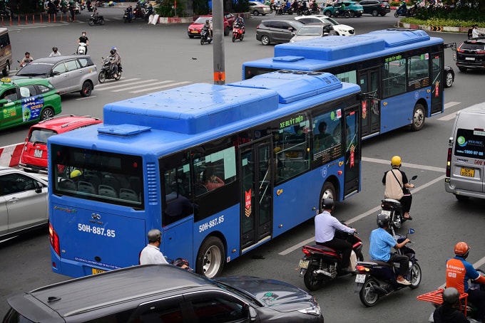 Xe buýt điện hoạt động ở TP HCM, tháng 3/2026. Ảnh: Quỳnh Trần