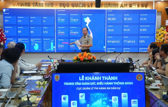 Trung tâm IOC sẽ giám sát, cảnh báo và điều hành thi hành án dân sự theo thời gian thực. Ảnh: Liên Lê