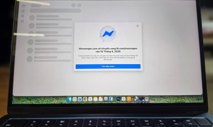Giao diện trang Messenger hiển thị thông báo địa chỉ khi người dùng truy cập, tháng 4/2026. Ảnh: Lưu Quý