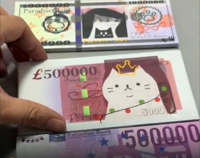 Tiền âm phủ dành cho thú cưng ở Trung Quốc. Ảnh: Douyin