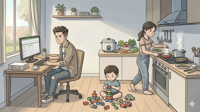 Chồng giận cả con trai gần 3 tuổi vì không theo anh