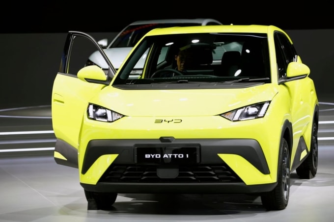 BYD Atto tại buổi ra mắt. Ảnh: EPA