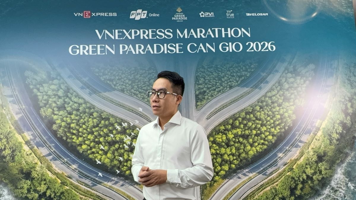 Ông Ngô Mạnh Cường, Tổng giám đốc FPT Online chia sẻ bên lề sự kiện Họp báo giải chạy VnExpress Marathon Green Paradise Cần Giờ