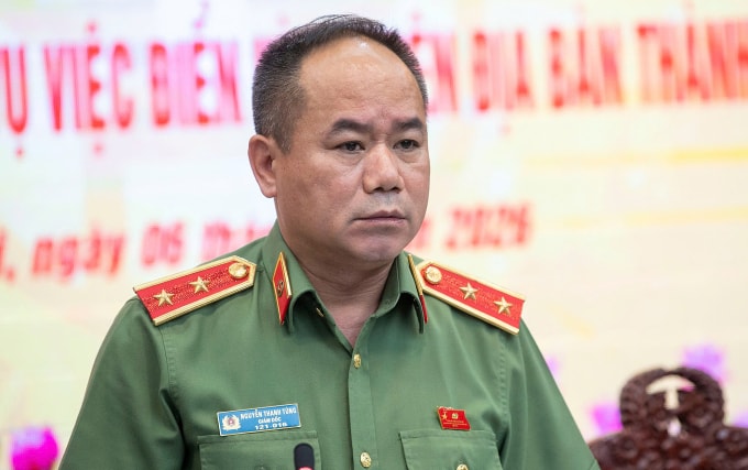 Trung tướng Nguyễn Thanh Tùng thông tin tại hội nghị. Ảnh: Linh Đan