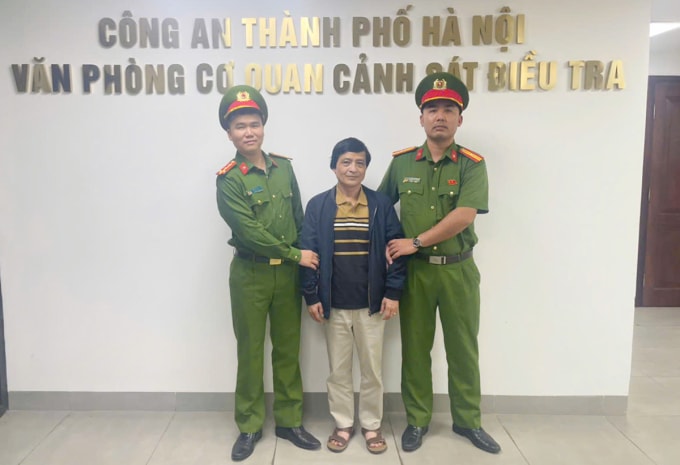 Ông Ngô Văn Vinh tại cơ quan điều tra. Ảnh: Công an cung cấp