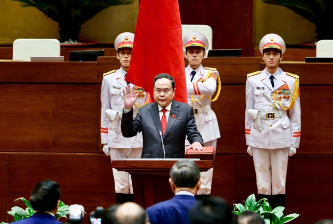 Chủ tịch Quốc hội Trần Thanh Mẫn tuyên thệ nhậm chức. Ảnh: Hoàng Phong