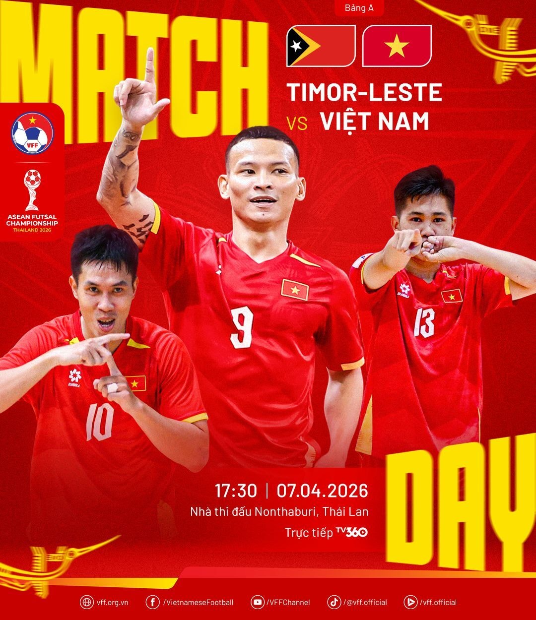 Đội tuyển futsal Việt Nam đấu với Timor Leste ở lượt trận thứ hai.