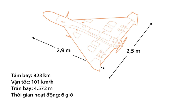Thông số kỹ thuật của UAV Lucas. Đồ họa: WSJ